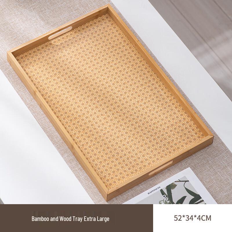 Bamboo Rectangular Serving Tray with Handles