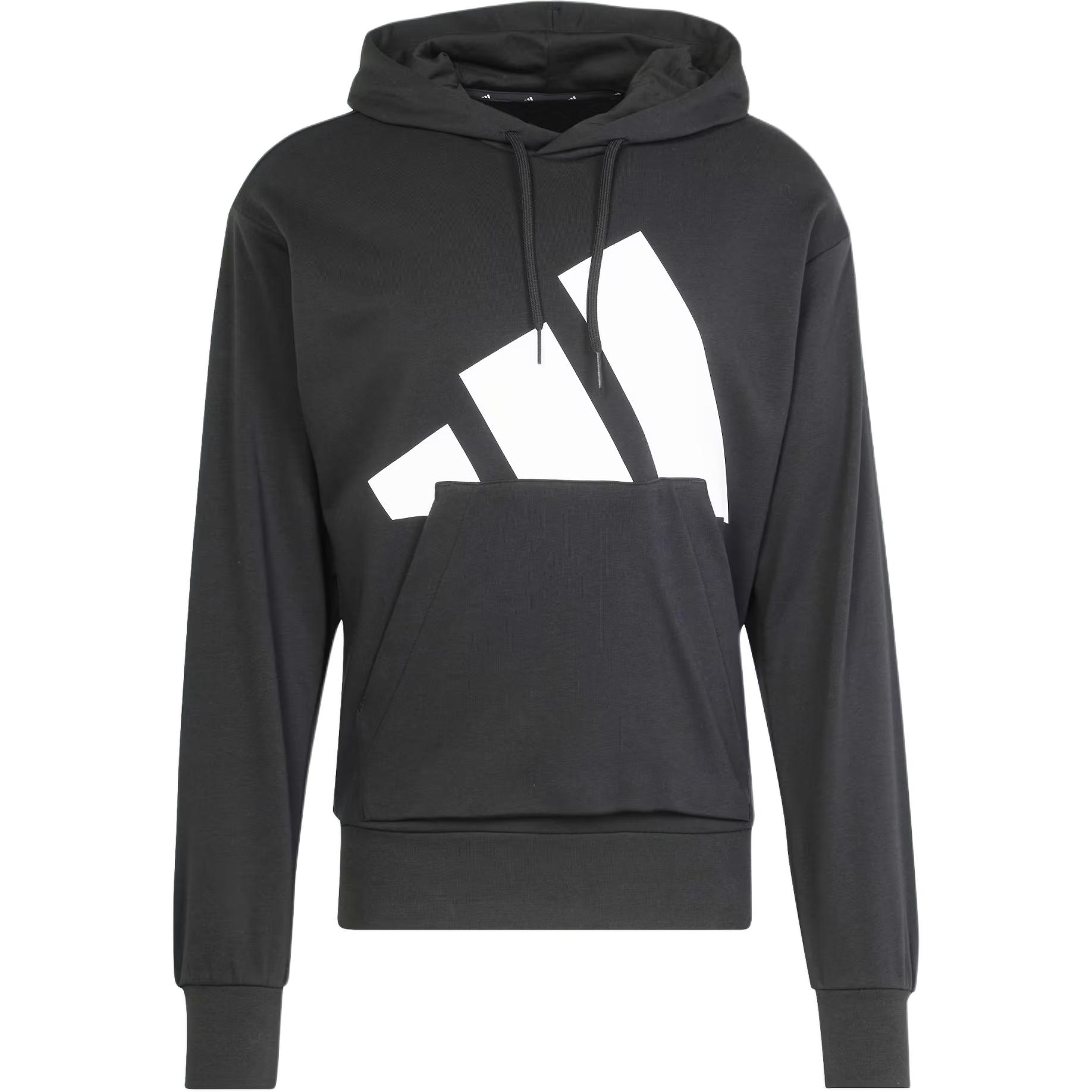 Adidas Essentials Big Logo French Terry Hoodie Black/White Men Streetwear IN6164 XL