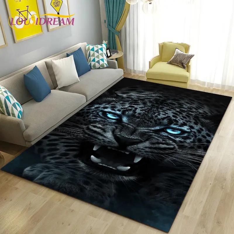 3D Cartoon Dier Luipaard Jachtluipaard Gebiedskleed Tapijt voor Woonkamer Slaapkamer Speelkamer Sofa decoratie huis Antislipkleed Vloermat Zacht