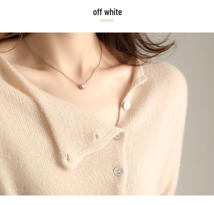 Women's 2025 Spring/Autumn Single-Breasted Cardigan - Thin Knit Low Round Neck Sweater