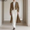 Men Notched Lapel High Low Irregular Splits Long Tunic Blazer Coats