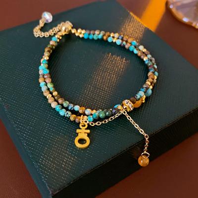 GemChic Women's Ethnic Multilayer Colorful Stone Beads Alloy Chain Bracelet Classical Retro Birthday Christmas Jewelry Gift