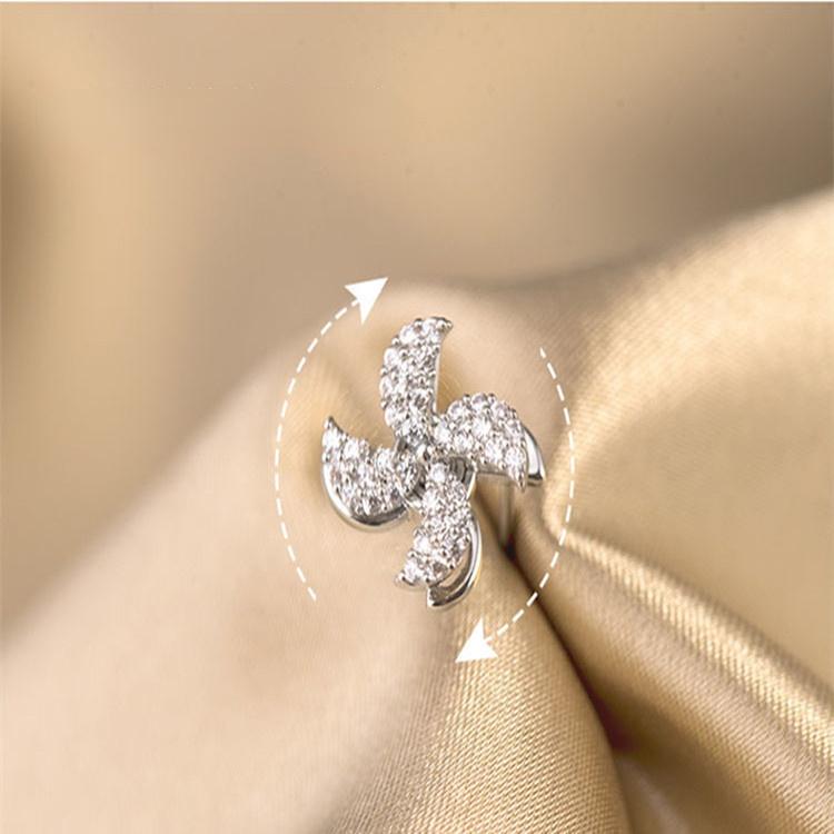 

Вращающиеся серьги с ветряной мельницей, темпераментные женские сетчатые красные корейские серьги-гвоздики серебряный