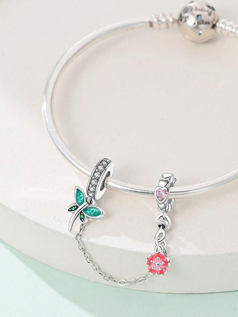 Charms Plata Copper Colors Summer Flower Fruit Safety Chains Beads Pendant For Original Bracelet For Women Diy Jewelry Love Gift