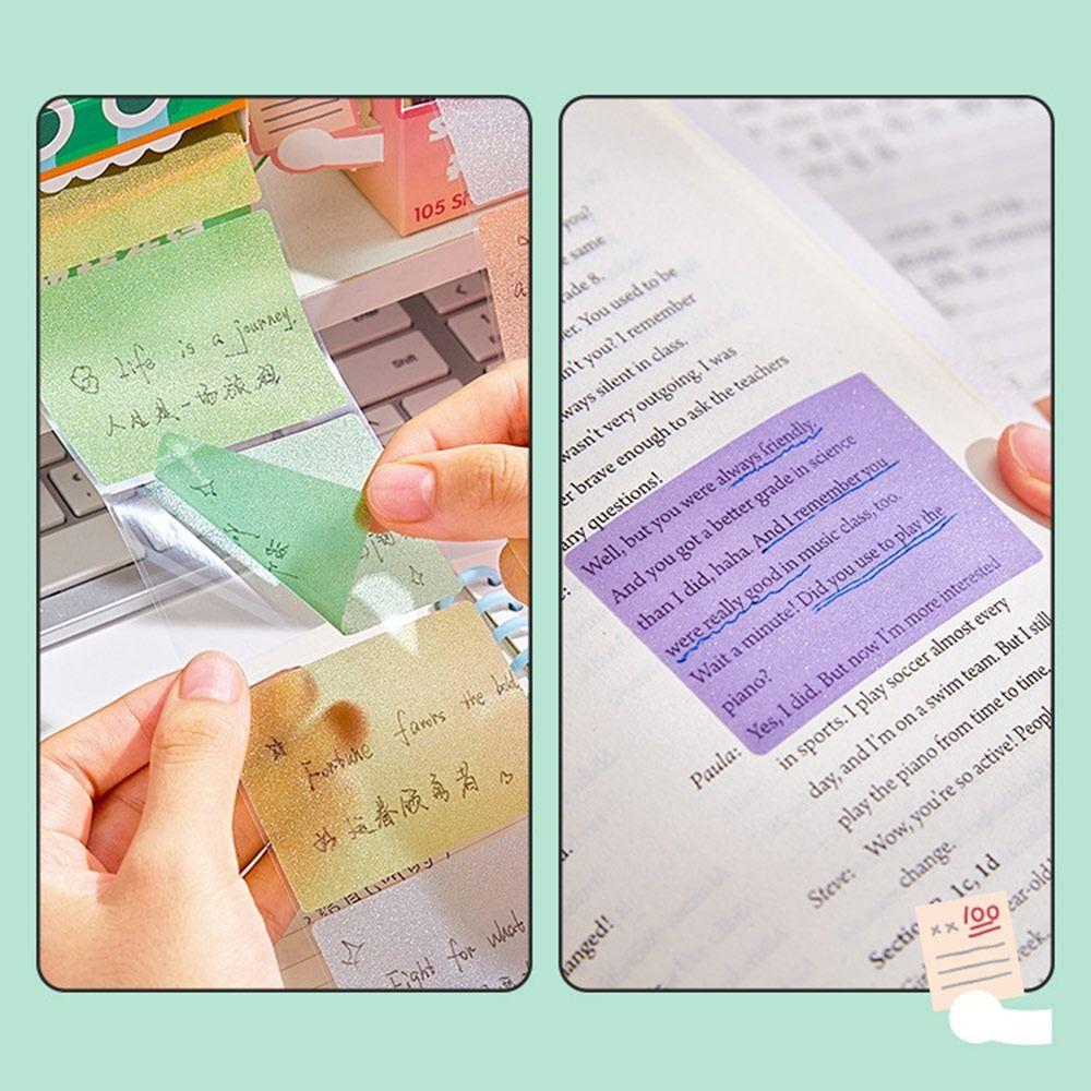 Cartoon Memo Pad Paper Pull Out Design Self-Adhesive Planner Schedule Stickers Pearlescent Transparent Dopamine Sticky Notes