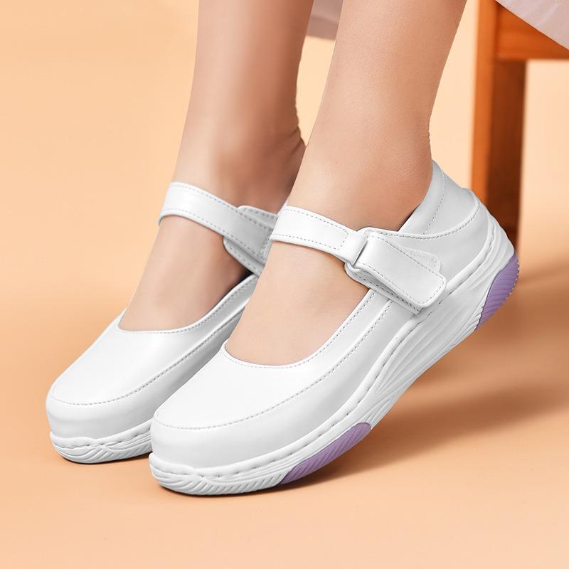 New nurse shoes soft sole summer comfortable thick sole heightening breathable deodorant not tired feet non-slip little white shoes