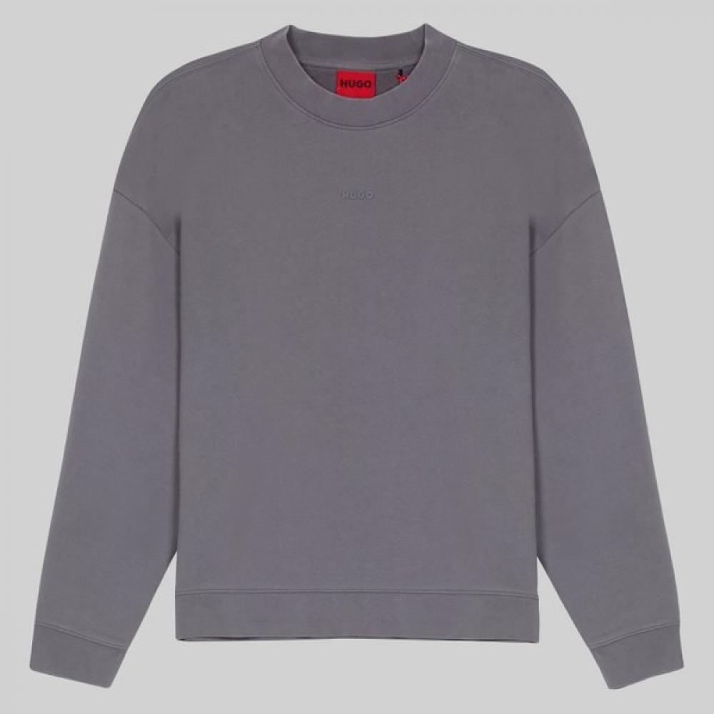 Hugo Relaxed Fit Logo Print Crewneck Sweatshirt Grey M