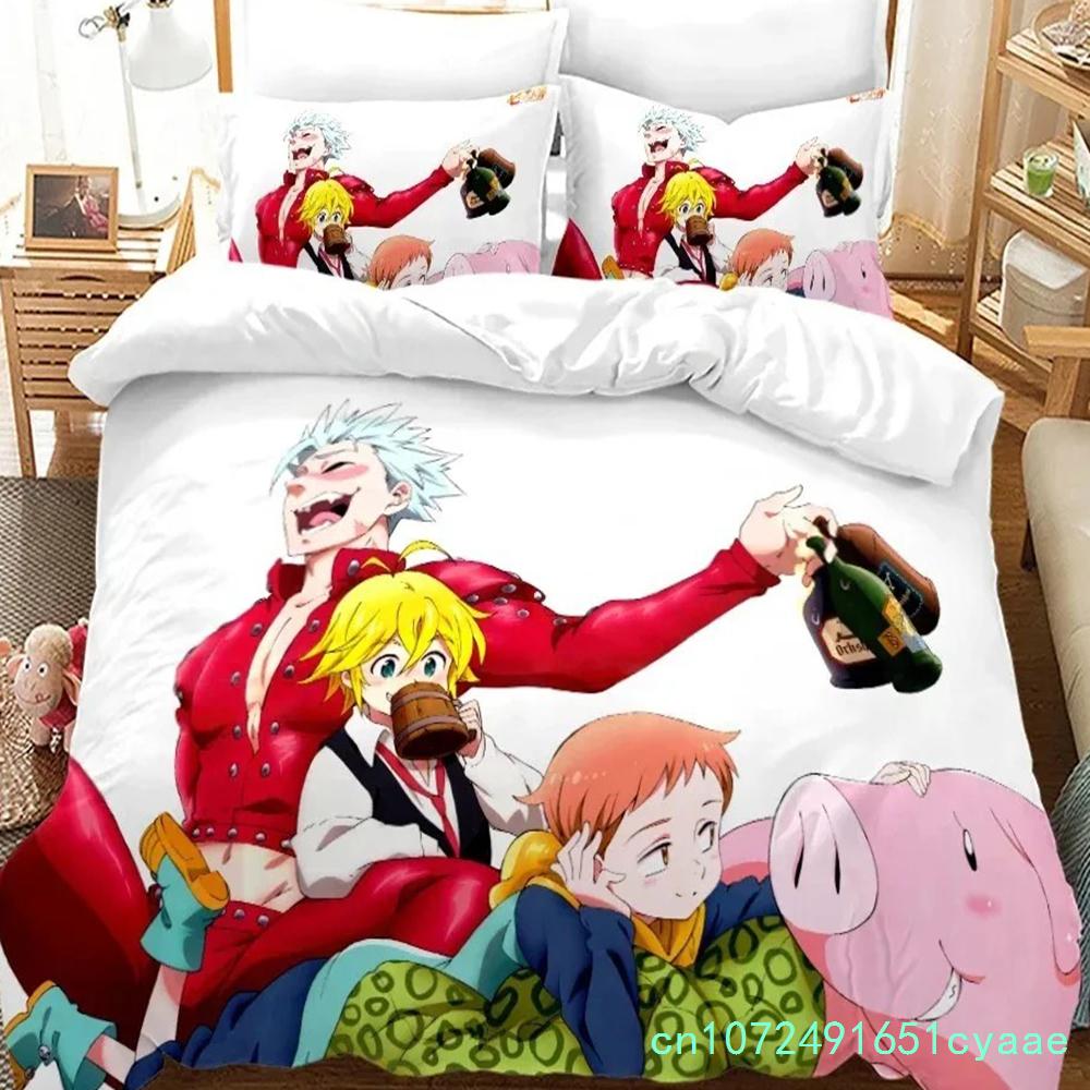 Die Sieben Todsünden Bettwäsche-Set Einzelbett Twin Full Queen King Size Anime Bett-Set Aldult Jungen Schlafzimmer Bettbezug-Sets 3D-Druck