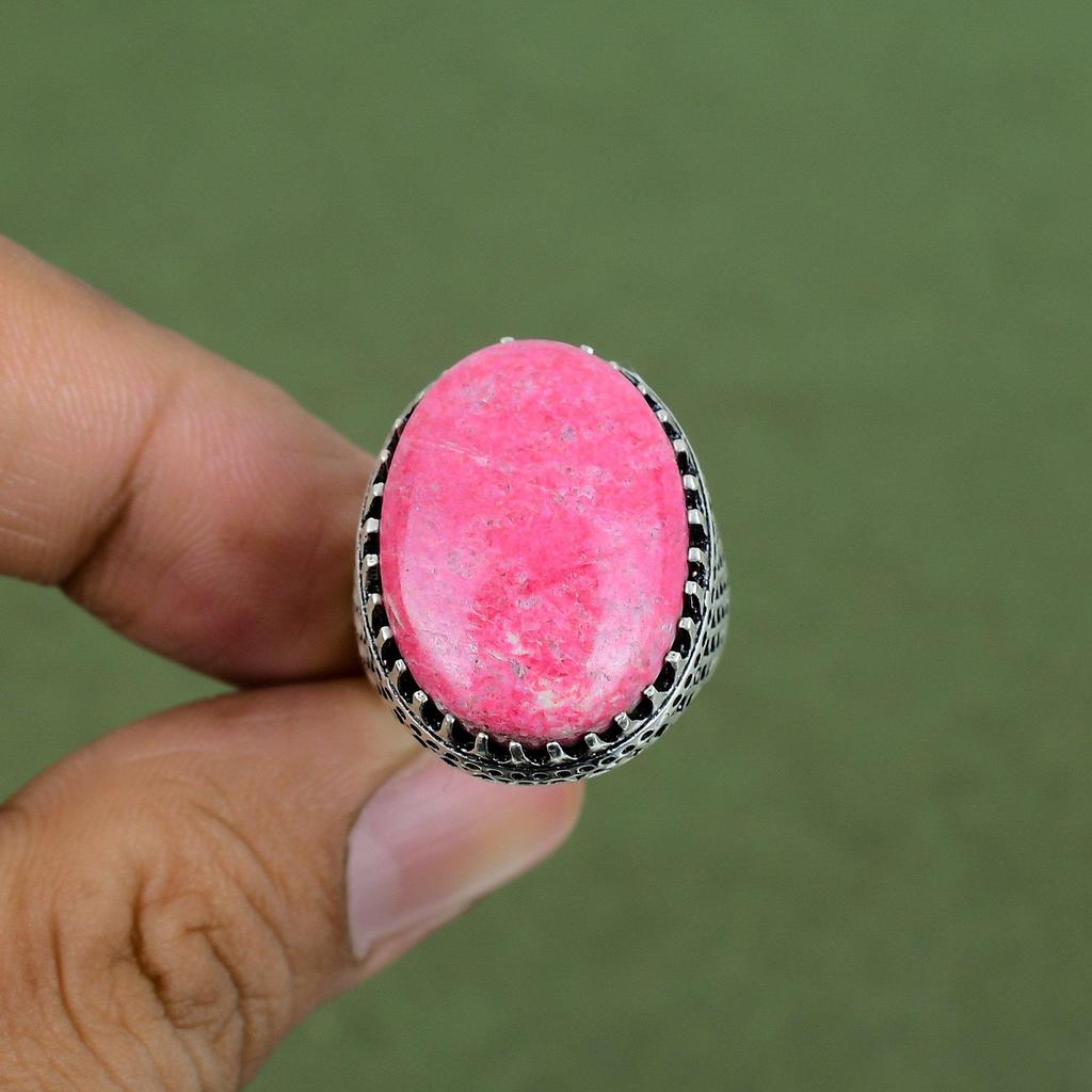 Thulite Ring 925 Sterling Silver Ring Natural Gemstone Jewelry Handmade Birthstone Ring Thulite Jewelry Gifts For Him Available In Ring Size