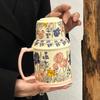 Ins Light Luxury High-value Kettle Cup Retro Oil Painting Ceramic Mug with Lid Birthday Gift Gift Box