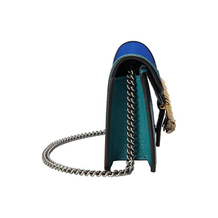 Gucci Dionysus Tiger Head Buckle Color Block Leather Crossbody Bag Women bags Blue Emerald-Green 476432-18YQX-9278