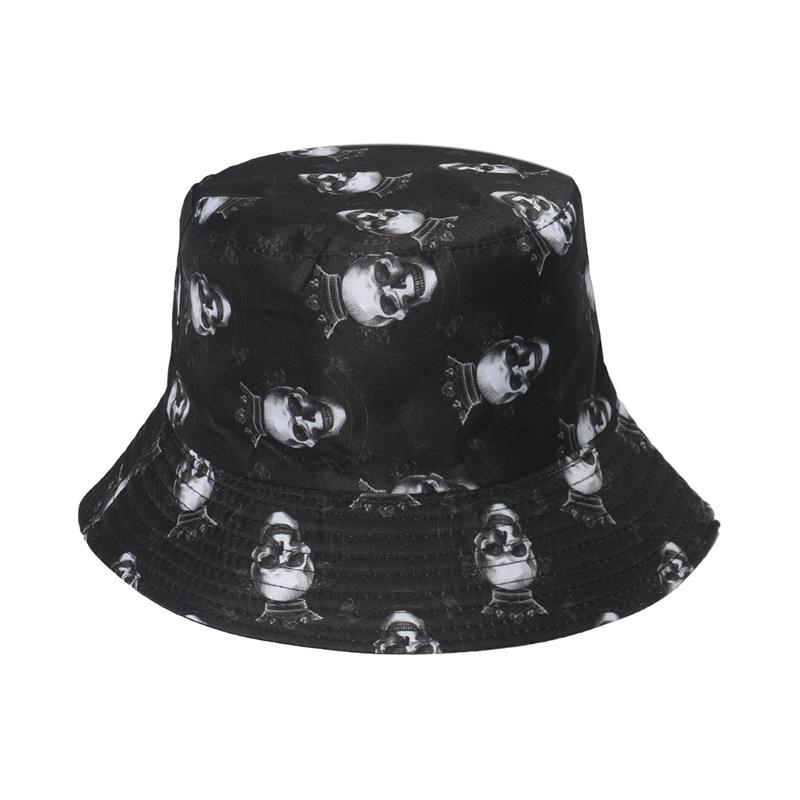 Fashionable Ghost Head Hole Head Fisherman Hat Hip-Hop Basin Hat Trendy Sun Shading Hat Warm Hat