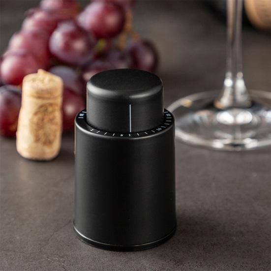 Wine Bottle Stopper 2-in-1 Vacuum Pump Wine Cork Bottle Sealer with Time Scale Record Reusable Wine Saver Preserver for 14 Days Freshness