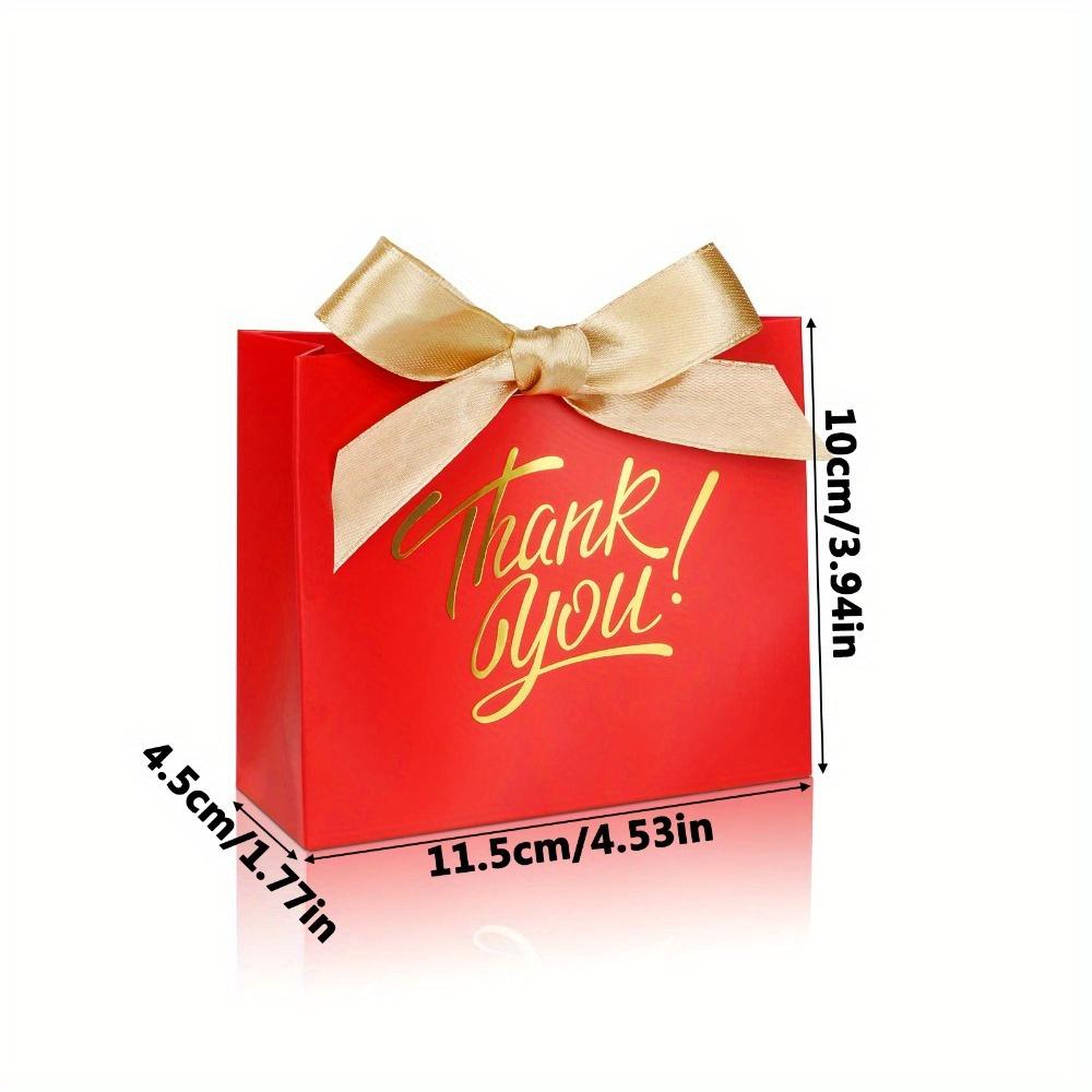 15pcs Small Red Paper Gift Bags with Bow Ribbon Party Favor Bags Thank You Bags Gift Packing Bag Printed with Golden Foil Candy Bags Mini Gift Bags