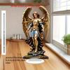 Estátua Acrílica Retrô 2D Arcanjo Miguel - Anjo da Guarda Dourado Alado Segurando Espada Decoração Religiosa para Casa Escritório Natal