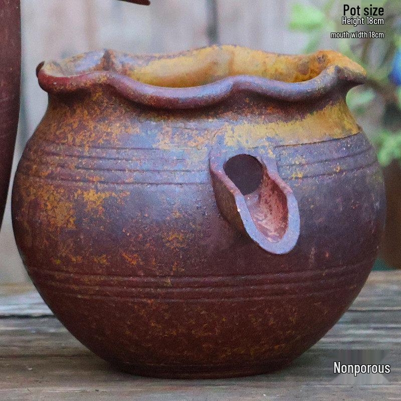 Handmade Ceramic Water Feature Pot for Courtyard Landscaping - Large Hydroponic Flower Jar