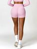 Women's High Waist Ruched Yoga Shorts - Peach Lift, Tight Fit Sports & Running Shorts