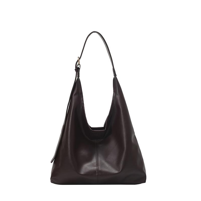 Bags Women'S Fashion Simple Shoulder Bag Large Capacity Pu Commuter Tote Bag Premium Retro Underarm Bag