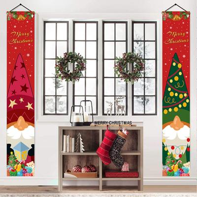 1 Pair Christmas Couplet Reusable Cartoon Dwarf Pattern Door Hanging Banner for Party Festive Home Decoration