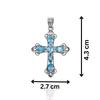 Blue Topaz Cross Pendant, 925 Sterling Silver Gemstone
