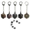Hollow Dices Pendant Keychain Micro Polyhedral Dices Keyring Alloy Jewelry Set