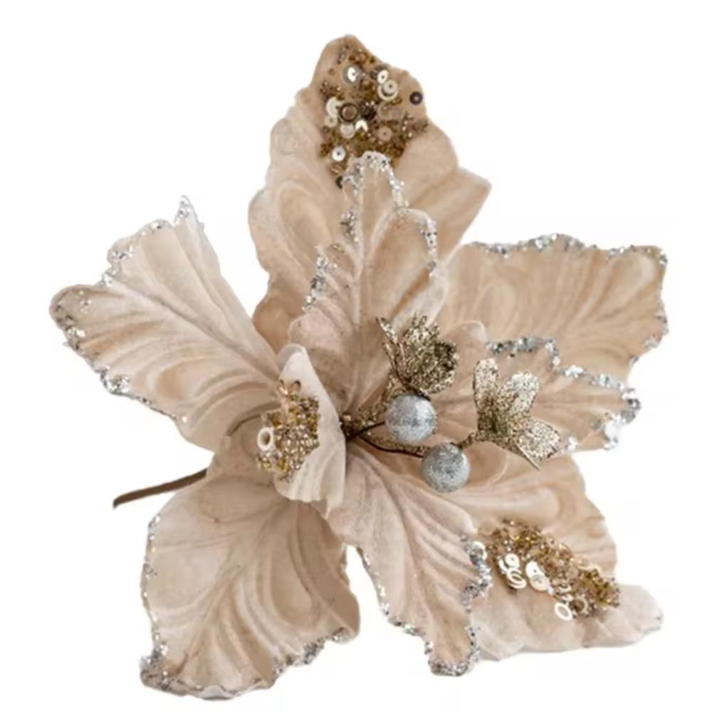 Simulation Artificial Poinsettia Flower 22cm Christmas Tree Decorations  Party Gifts