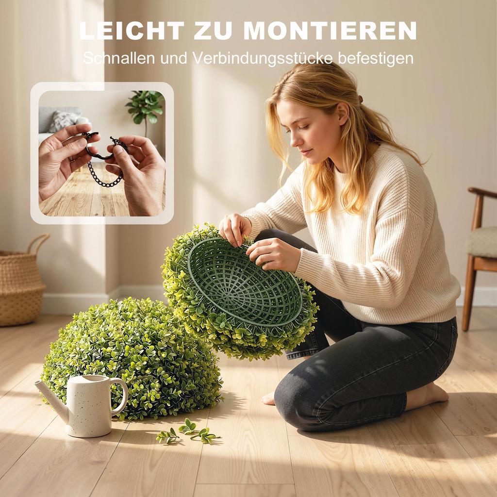 52 Cm Artificial Eucalyptus Balls In a Set of 2, UV-Resistant Decorative Plants with 1086 Leaves for Indoor and Outdoor