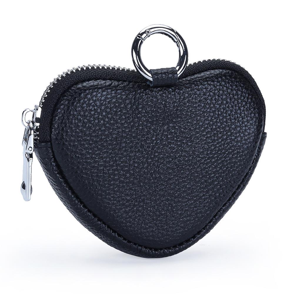 Mini Genuine Leather Coin Purse for Ladies - Top Layer Cowhide Storage Pouch with Zipper and Pendant