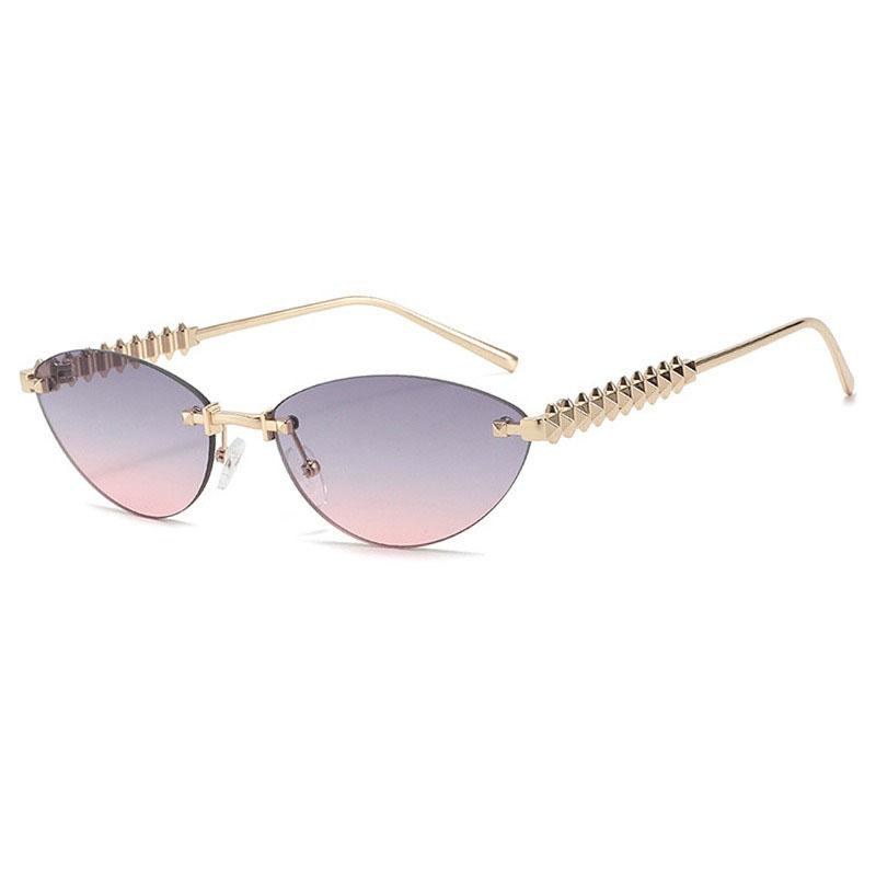 

Stylish Trendy Vintage Cat Eye Sun Glasses For Ladies Luxury Designer Vintage Style Chic Frameless Alloy Small Triangle Eye Glasses only 1pcs sunglasses