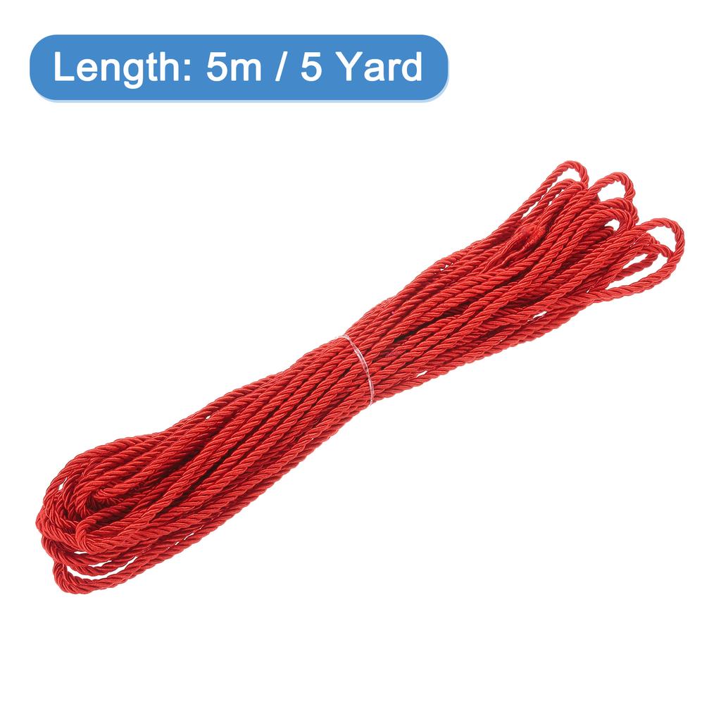 Uxcell Twisted Cord Trim 5 Yard 3mm 3-Ply Twine Braided Rope Shiny Thread String for Craft Gift Bag Curtain Christmas Decor