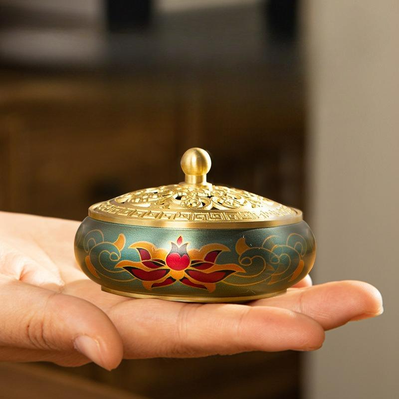 Copper Incense Burner with Stick Holder, Incense Stick Holder Cone Coil Holder with Fireproof Cotton for Madiation Yoga Spa