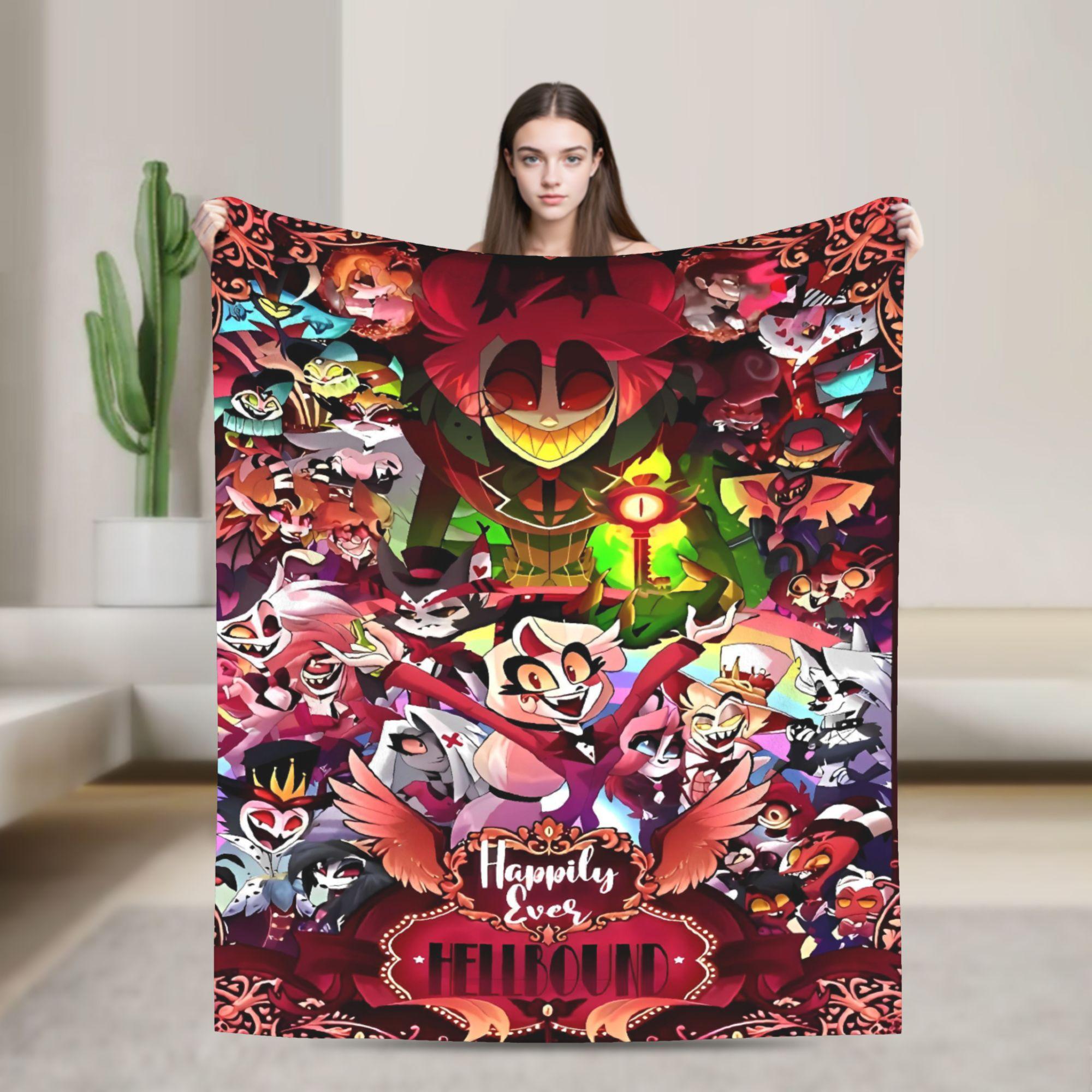 

VOX H-Hazbin Hotel Аластор Игровое одеяло Супер теплое плед для гостиной Декоративное графическое покрывало Покрывало для диван-кровати 130x150cm