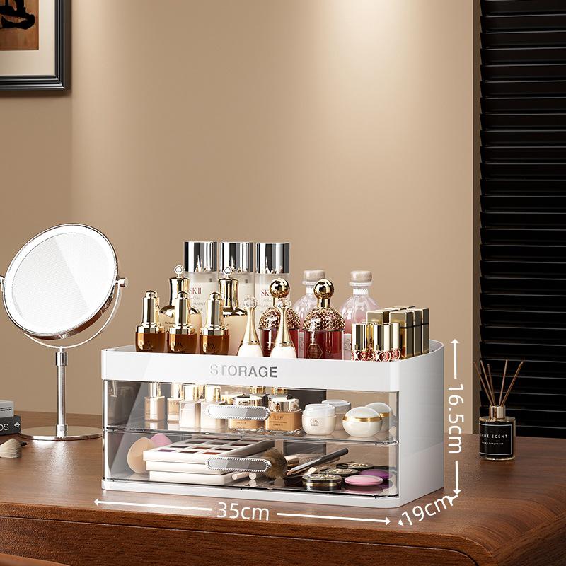 

High-End Skincare and Makeup Organizer: Large Capacity Cosmetic Storage Box and Dressing Table Rack