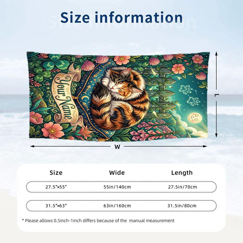 Floral Garden Theme Beach Towel Personalized Custom Name & Text Soft Quick Dry Beach Towel for Swimming Travel