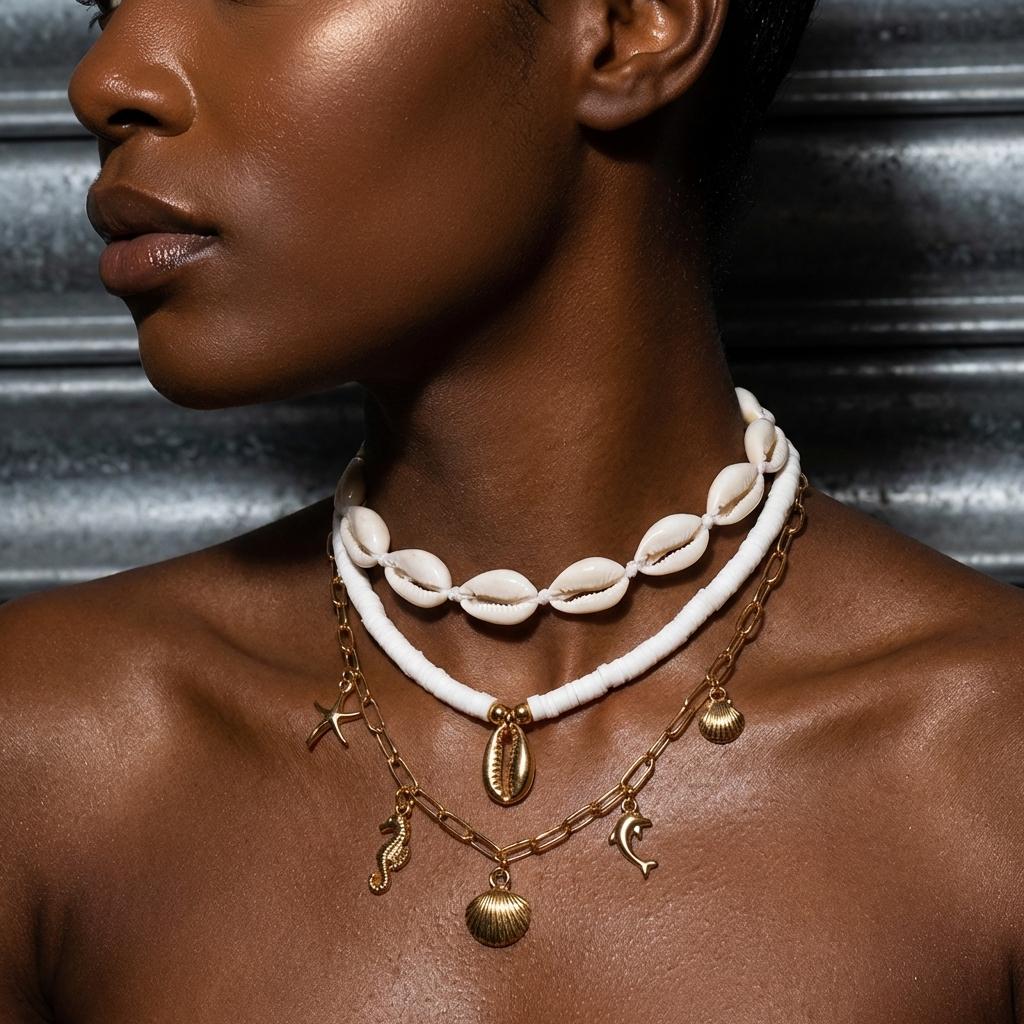 Boho Starfish Shell Rice Beads Clavicle Necklace for Women Luxury Imitation Pearl Conch Sun Layered Chain Party Jewelry Gift
