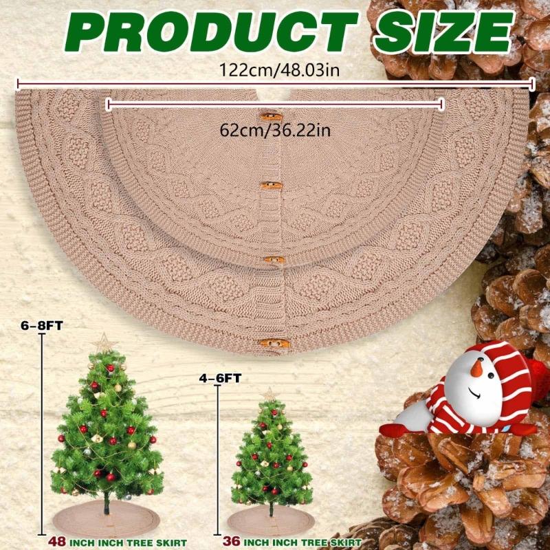 Elegant Knitted Christmas Tree Floor Cover122cm Diameter with Secure Fastening X3UC