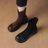 Autumn and winter women's suede Martin boots thick sole non-slip low heel large size medium tube women's boots square and Korean version square head 