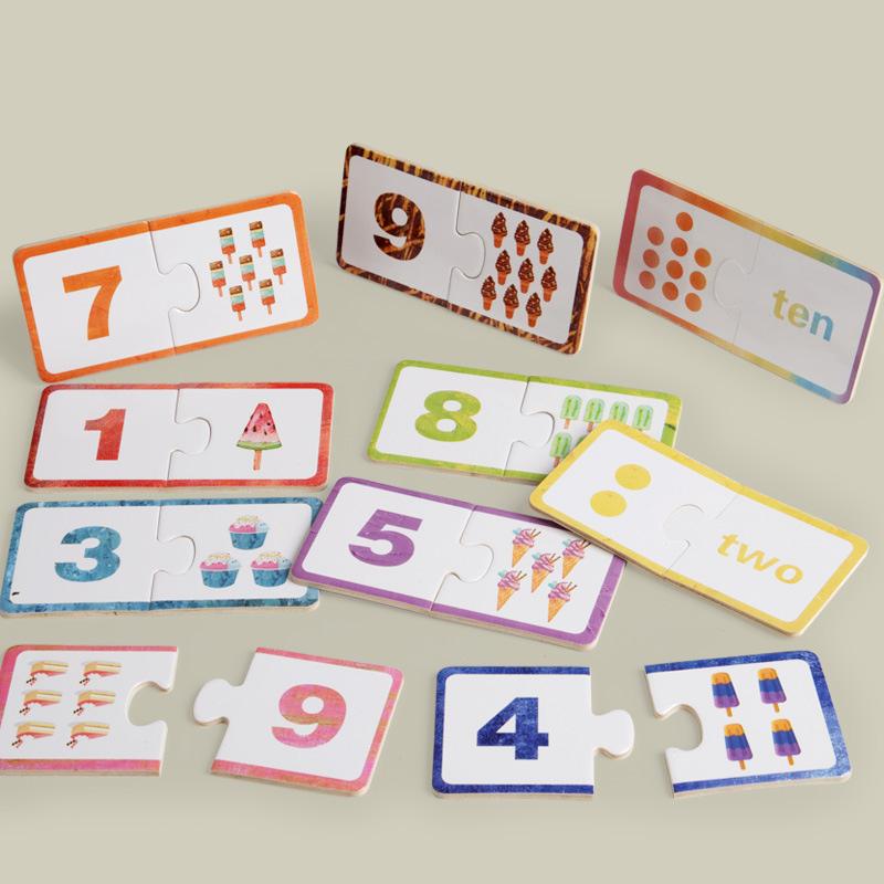 Wooden Number Matching Puzzle Numbers English Cognitive 1-10 Digital Enlightenment Math Educational Toys For Children