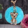 Creative Rhinestone Tiger Car Keychain Plush Accessory Beautiful Metal Keyring Gift