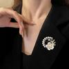 Korean Style Five-Petal Plum Blossom Brooch with Pearl and Rhinestones - Versatile Zinc Alloy Pin for Clothing Accessories