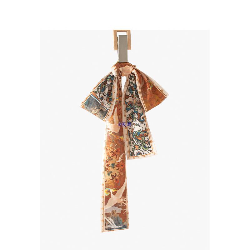 Dunhuang Silk Scarf: Chinese-Style Women's Ribbon, Headband, and Binding Bag Accessory.