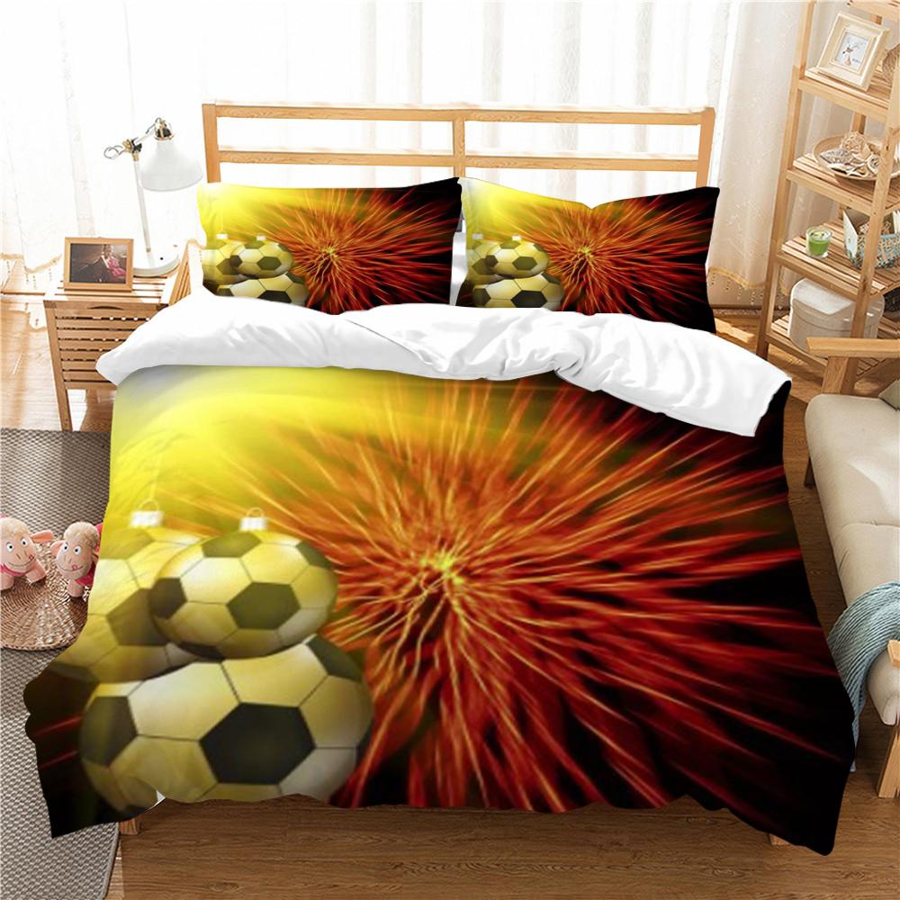 3D Football Printing Home Bedclothes Comforter Duvet Cover Bedding Set Duvet Covers Boy Children Bed Suit Comfortable