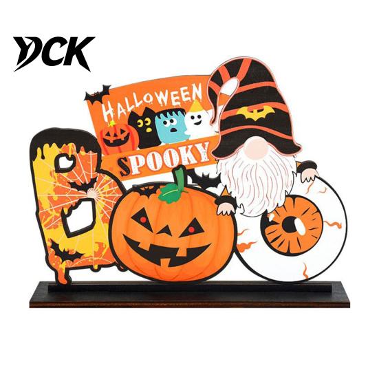 Themed Halloween Room Decorations Tabletop Decor Signs, Pumpkin Ghost Gnome Wood Centerpiece Blocks, Spooky Table Centerpieces Party Tiered