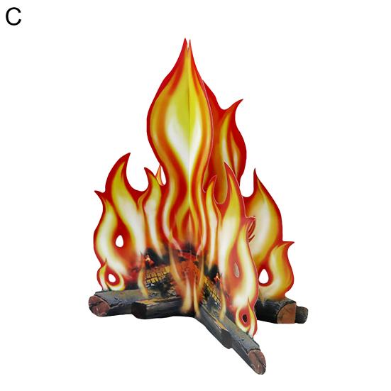 Simulationsflamme 3D-Design Realistisch Einfache Montage Foto-Requisiten Beschichtetes Papier Lagerfeuer Musikparty Picknick Grill Flammen Dekoration Halloween