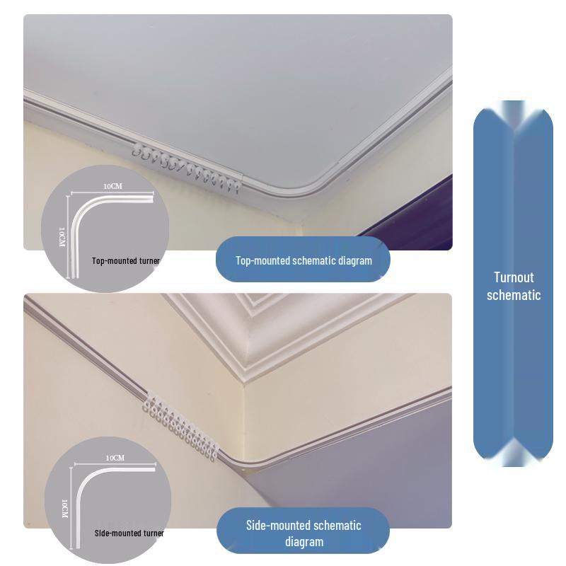 Samolepicí tichá posuvná kolejnice na závěsy bez vrtání s vodicí lištou a kladkou