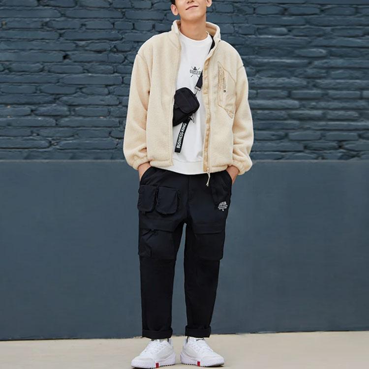 Li Ning Badfive Warm Lamb Fleece Loose Knit Stand Collar Fleece Jacket Unisex Outerwear AFDR729-1