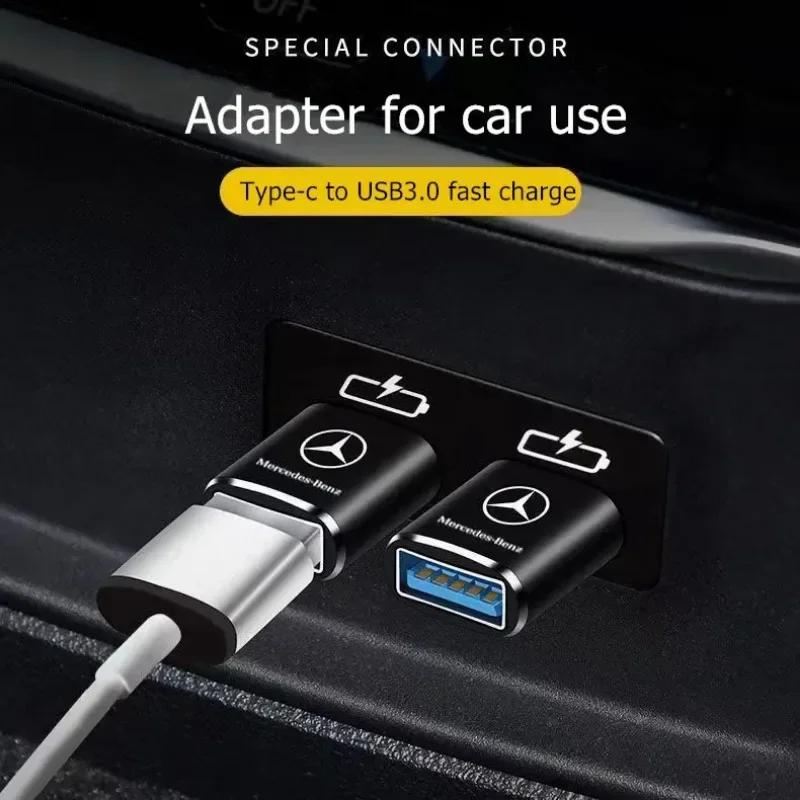 Car Type-C To USB 3.0 Interface Mini Converter Charging Adapter for Mercedes Benz B/C/E/S Class A Class C200L GLC GLK CLA p4