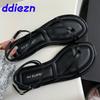 Fashion Fashion Buckle Strap Footwear Women Flats Sandals Shoes 2025 Summer Beach Female Casual Flip Flops Ladies Flat With Sandals