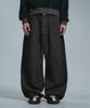 Moo Striped Balloon Denim Pants - Black