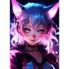 Neon Anime Cat Girl Posters Prints Canvas Painting Manga Neon Canvas Wall Art Pictures for Modern Home Girl Bedroom Game Decor